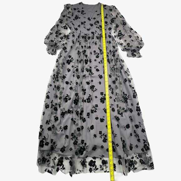 Chicwish Fairy Goth Mesh Faux Wrap Dress M Dark Floral Romantic Whimsigoth NEW - Picture 8 of 13